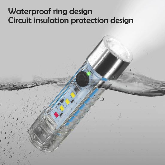 Мини-фонарик для улицы, 6 режимов, регулируемый, высокий уровень яркости, супер яркий, перезаряжаемый через USB, магнитный, портативный, для кемпинга, пешего туризма, карманный фонарик