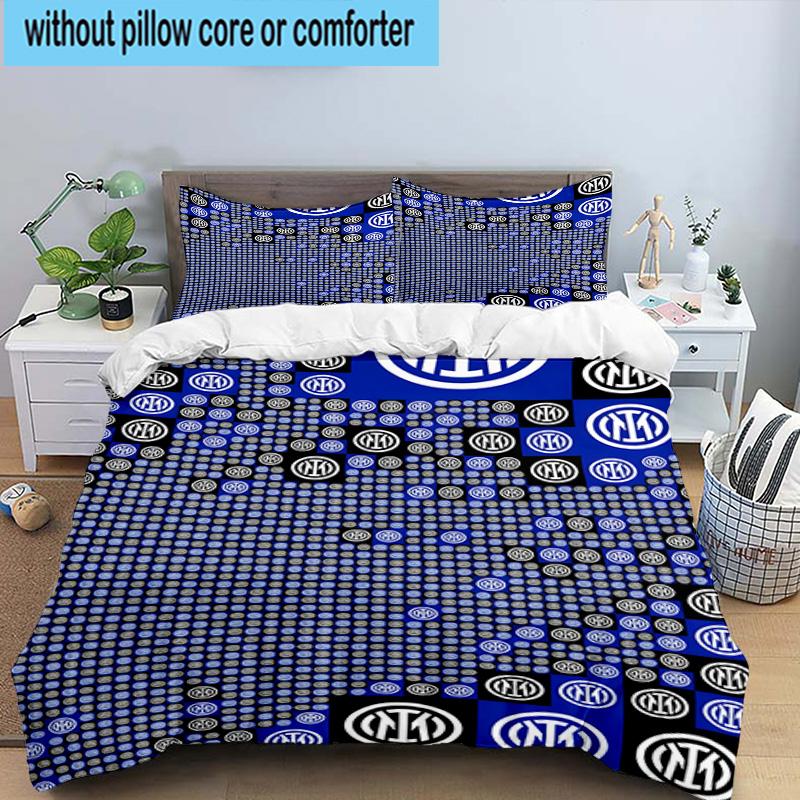 3pcs Mi-lan FC Emblem Printed Bedding Set Duvet Cover Closure Includes 1 Duvet Cover & 2 Pillowcases Bedding Sets Home Decor Gifts