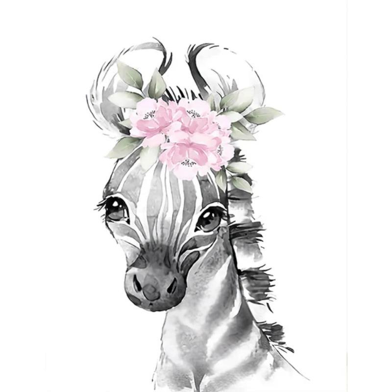 Холст Картина Мультяшные Животные Детская Розовая Цветок Лев Тигр Жираф Постер Принт Настенное Искусство для Комнаты Девочки Домашний Декор