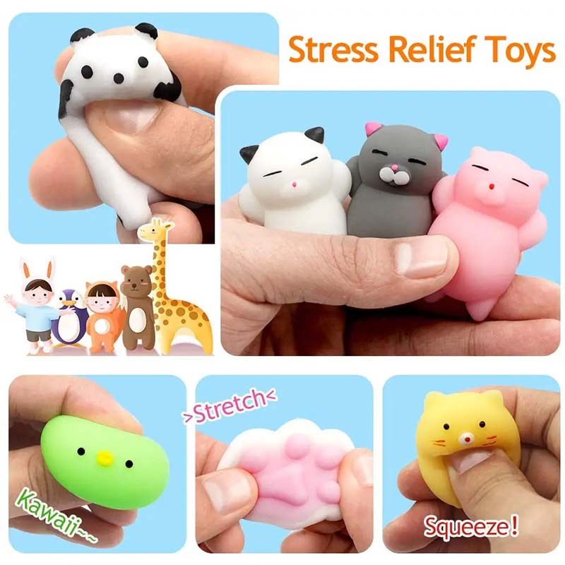 12pcs/lot Mini Cute Soft Squishy Fidget Toy Kawaii Mochi Cat Anti Stress Reliever Sensory Squeeze Xmas Gift for Adult Kid TMZ