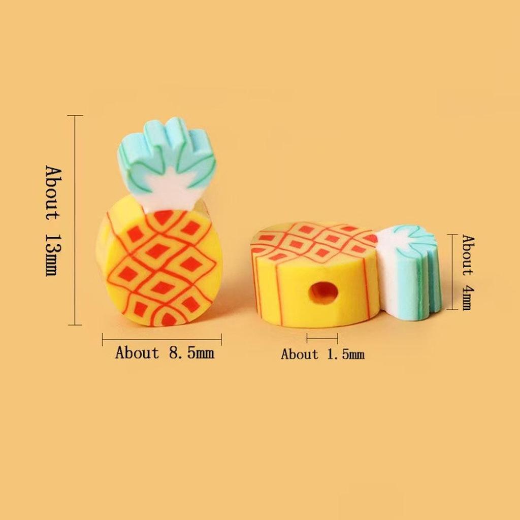 Handmade Pineapple Fruit Soft Clay Bead Kit for Jewelry DIY – Bracelets, Necklaces, Wristbands (100 Pieces)