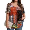 Plus Size Women's Casual Round Neck Pleated Short Sleeve Solid Color Top