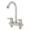 Sink Faucet 2 Handle 2 Holes Deck Plate Design Hot Cold Water Basin Mixer Tap for Bathroom Kitchen