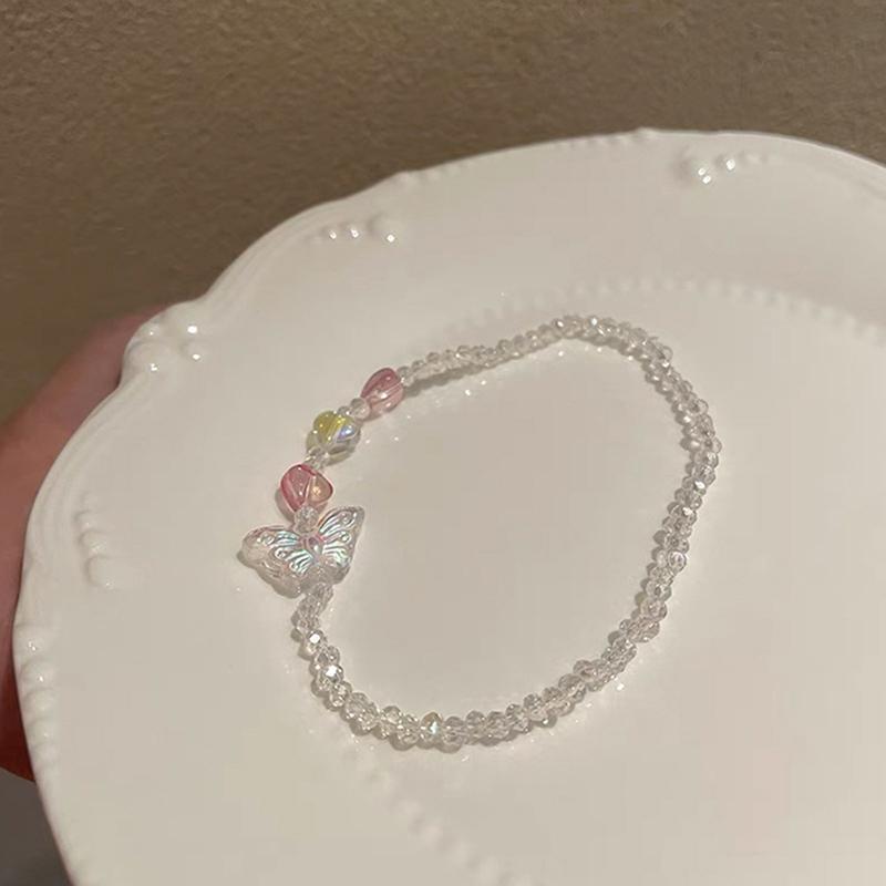 Браслет из бисера, милый простой браслет, милая стеклянная бабочка, цветок, акрил для женщин, девочек, ювелирные изделия, подарки