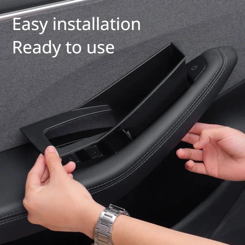 For Tesla Model Y/3/3+ Model Y Juniper Car Door Storage Box Four-door Inner Handle All-inclusive Storage Box Interior Storage xs3
