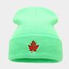 Autumn and winter new red maple leaf embroidered knitted hat women's fashion street warm hat men's personality hip hop cold hat