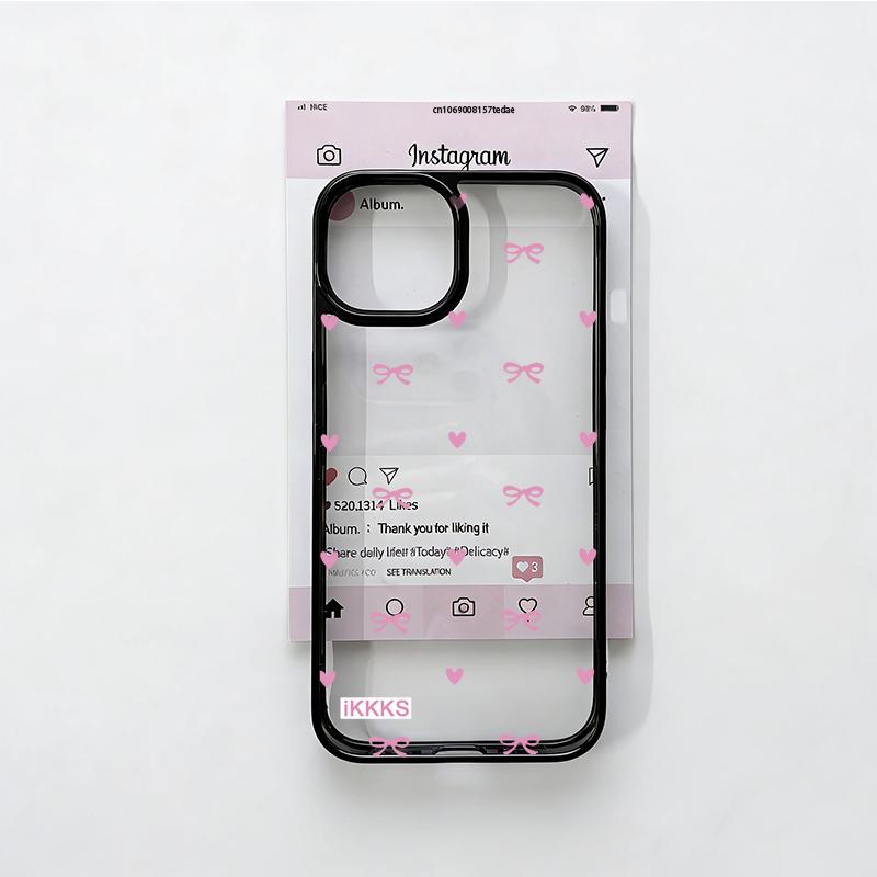 Простой Корейский Милый Розовый Бант Чехол Для Телефона Для iPhone 15 16 13 17 14 Pro Max 12Mini 11 XR 7 8Plus Сердце Прозрачный Жесткий Чехол Сумка
