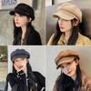 Кепка-ньюсбой на осень и холод, украшенная металлической охотничьей кепкой, для женщин и УФ делает лицо [Qzkouma] кепка, шляпа, кепка, зима, защита,