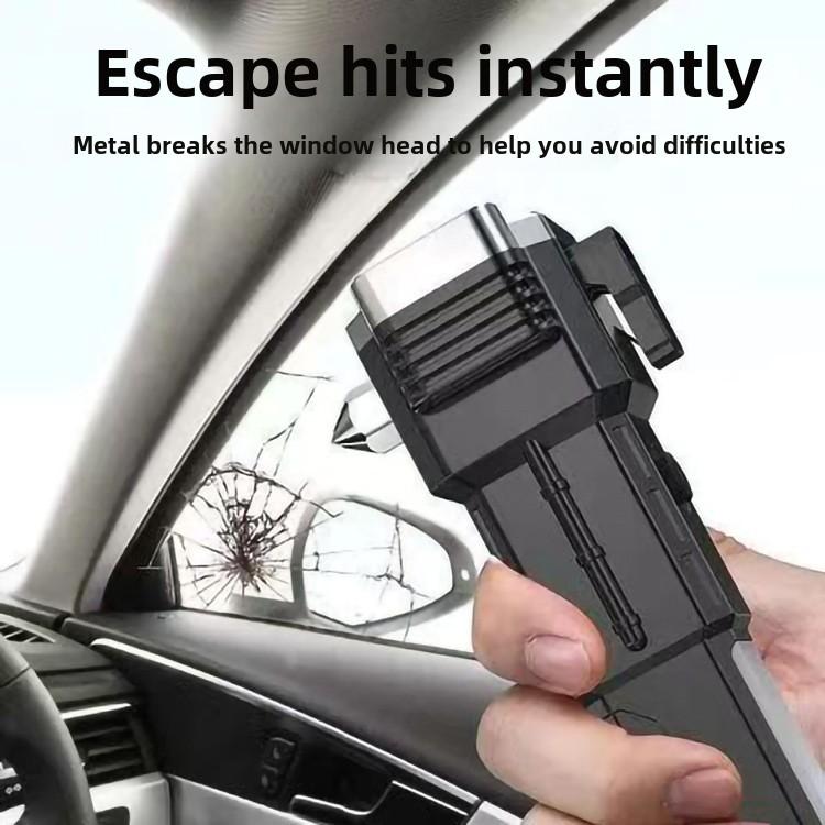 Автомобильный многофункциональный четырех-в-одном аварийный автомобильный стеклоподъемник с мощным светом и зарядкой