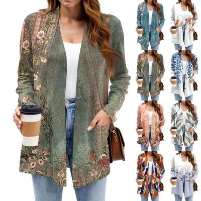 Женские легкие кардиганы с открытой передней частью, с длинными рукавами, повседневные, свободные, тонкие кардиганы с карманами