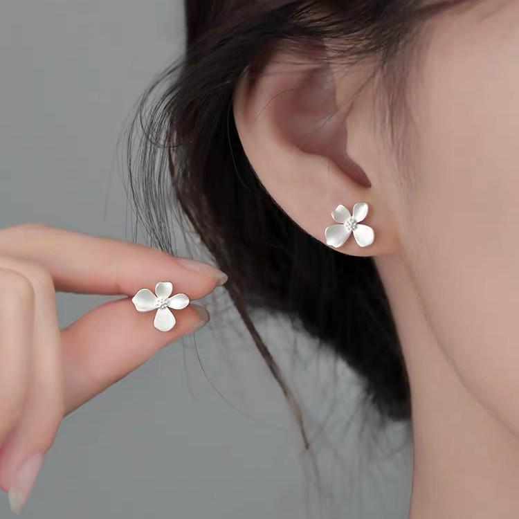 Серьги-пусеты из стерлингового серебра 999 пробы в виде неправильных цветов для женщин - Милые серьги на винтах в сладком стиле