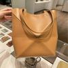 2025 New Soft Cowhide Foldable Geometric Tote: Genuine Leather Handbag, Commuter & Travel Bag, Large Capacity for Women