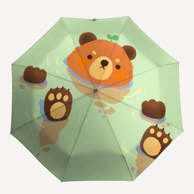 1pc Bear in Hot Tub Umbrella with Plastic Handle,Suitable for All Seasons Home Travel Outdoor Umbrellaptys31051