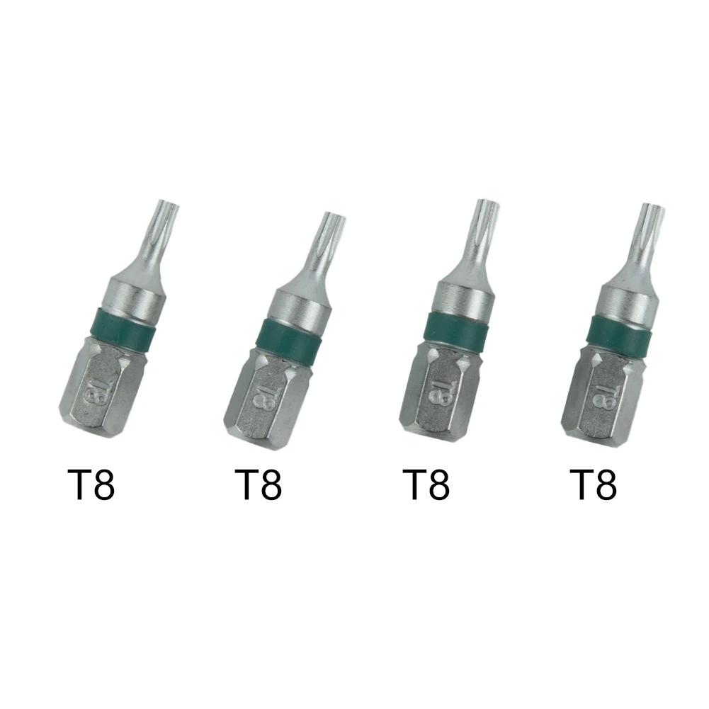 4Pcs 25mm T6-T40 Magnetic Torx Screwdriver Bits Set Electric Screwdriver Head T6/T8/T9/T10/T15/T20/T25/T27/T30/T35/T40 Hand Tool