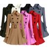 European and American Slim Fit Ruffle Wool Trench Coat with Belt Buckle - Women's Autumn and Winter Style