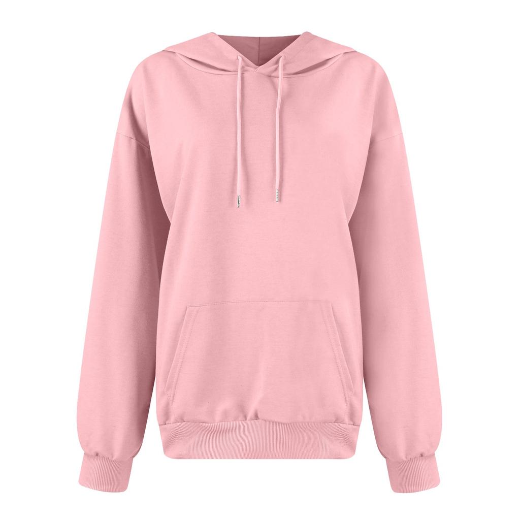 Женский модный осенне-зимний однотонный повседневный свободный свитер с длинными рукавами и капюшоном