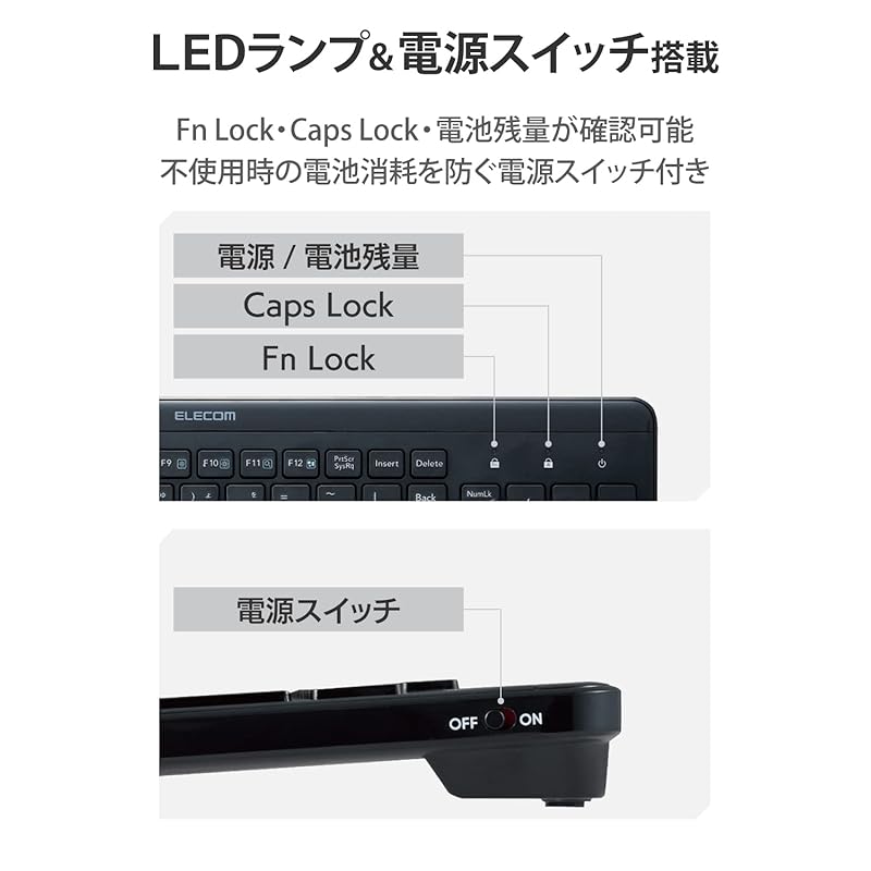 ELECOM wireless keyboard Quiet With numeric keypad Thin and compact size Windows ChromeOS Compatible with macOS black TK-QT30DMBK