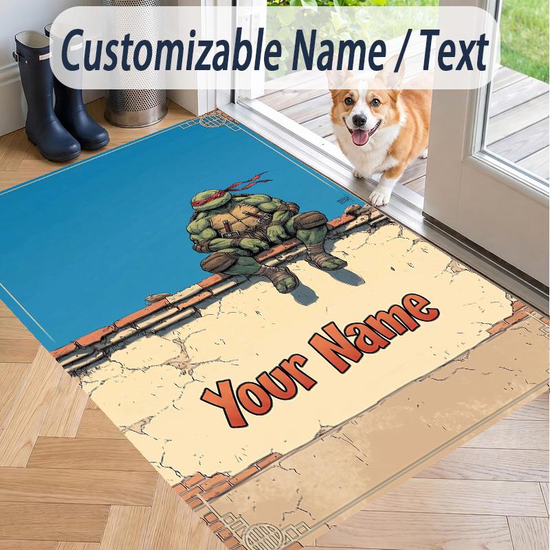 Custom Text Teenage Mutant Ninja Turtles Pattern Floor Rug Soft Indoor Carpet Mat Living Room Bedroom