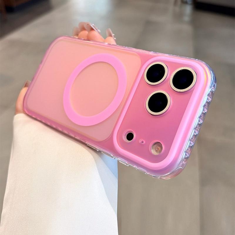 Luxury Laser Aurora Gradient For Magsafe Phone Case For iPhone 15 16 17 Pro Max Magnetic Wireless Charging Hard PC Bumper Cover