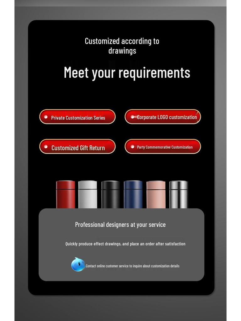 Умный дисплей температуры Изолированная чашка из нержавеющей стали с логотипом на заказ