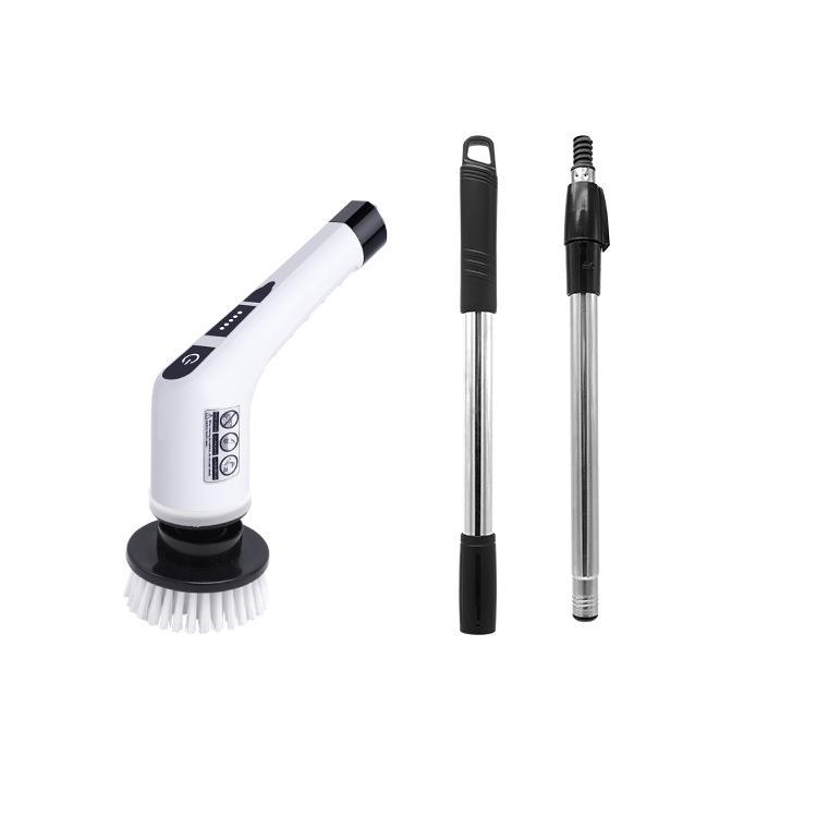 Cordless Electric Spin Scrubber with Long Handle and Crevice Brush for Kitchen and Bathroom