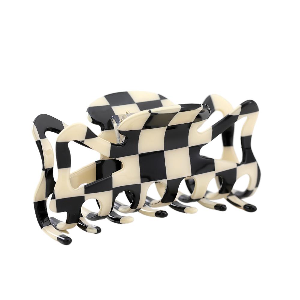 2023 Black and White Matte Polished Hollow Acrylic Hairpin Lovely Hairpin Temperament Girl Hair Crab Hair Accessories