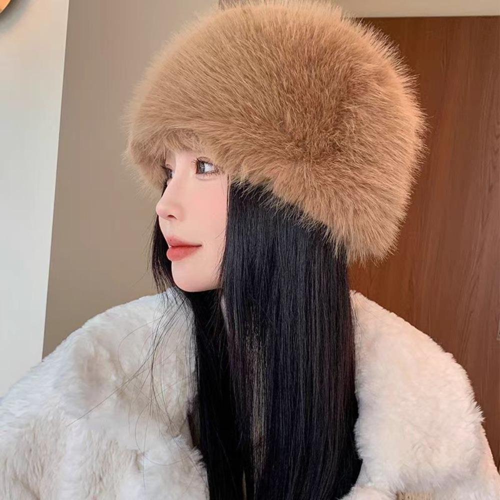 Теплая пушистая меховая шапка-ведро, утолщенная плюшевая шапка-рыбак, новая зимняя шапка для женщин