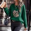 2024 Women's European & American Printed Round Neck Sweater
