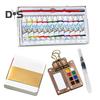 Mini Watercolor Paint Box Pocket Artist Travel Set 8/15-Color Palette Walnut Wood Metal Clip Portable Watercolor Pen