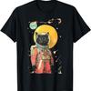 Black Cat Astronaut Color Art Print T-Shirt