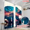 2pcs, plane printing Minimalist Curtains black bear Durable 100% Polyester Fabric (without rod) Decorations Inside Perfect for