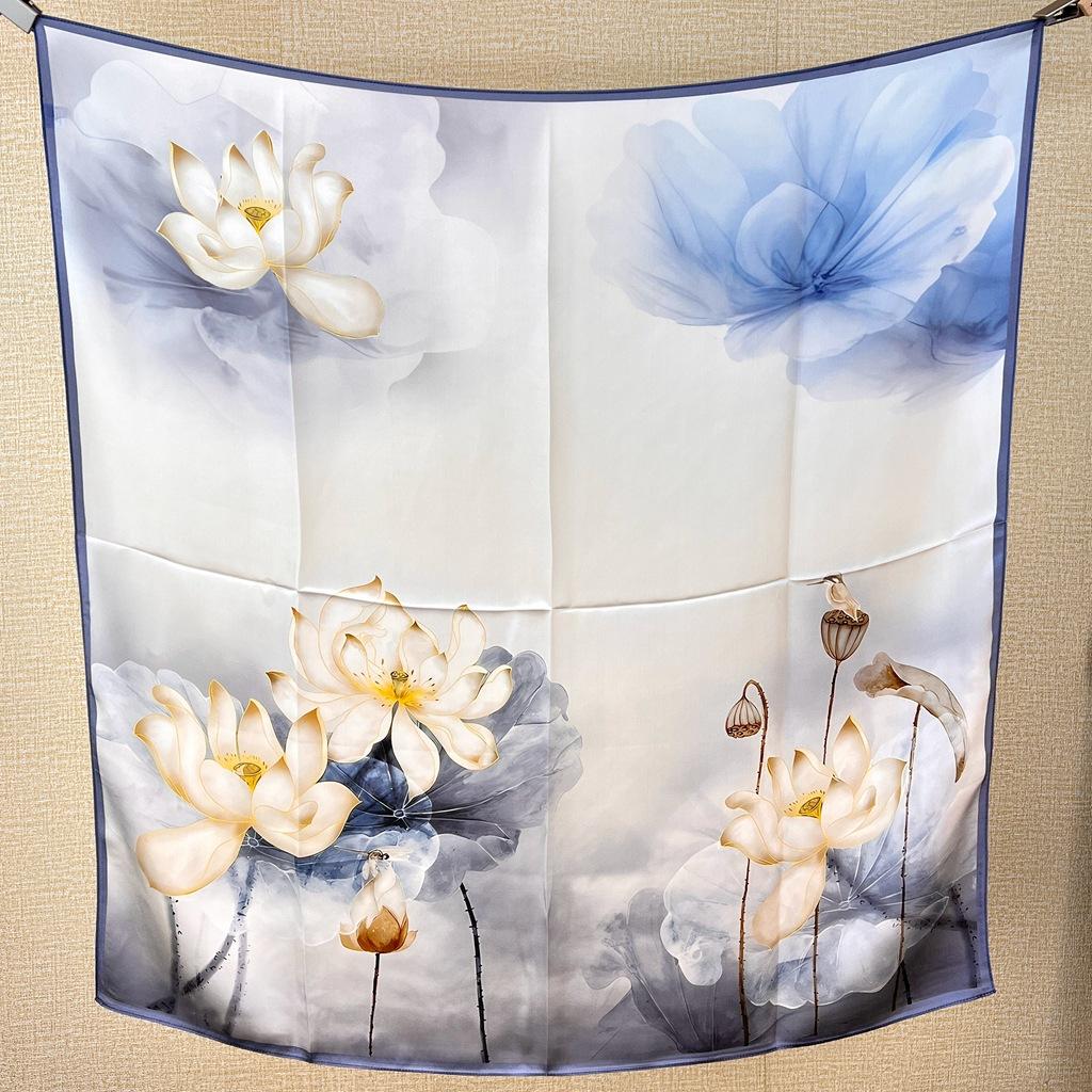 Silk Scarf Women'S Spring Summer Decorative Neck Square Scarf Silk Mulberry Silk Temperament Shawl Thin Scarf