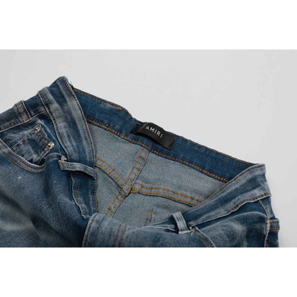 M45 Мужские и женские модные джинсы в американском стиле с тканевыми нашивками, дырками, вышивкой, повседневные и модные брюки для улицы