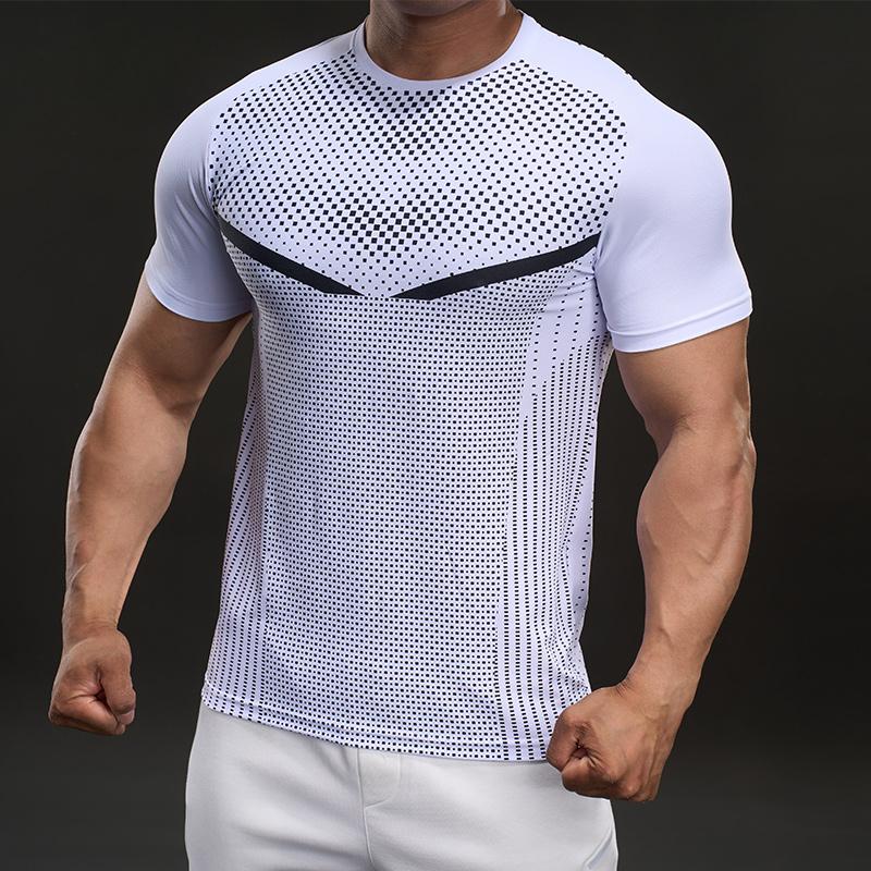 Strong and Elastic American Style Casual Short-sleeved T-shirt Fashion Sports Slim Fitness Outdoor T-shirt