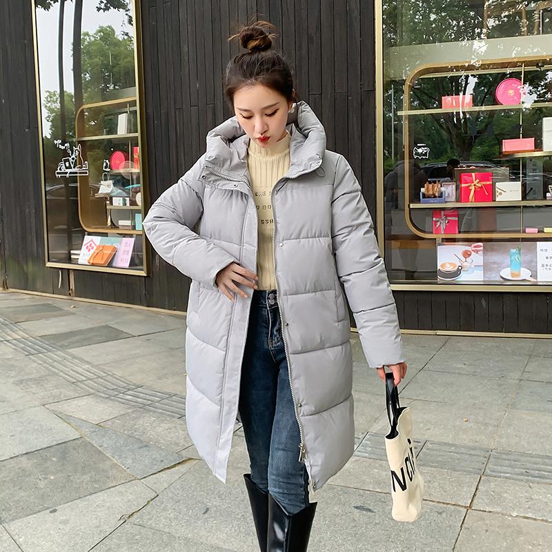 Женская осенне-зимняя куртка с воротником на шнурке и пуговицами, длинная парка на молнии, свободное теплое хлопковое пальто