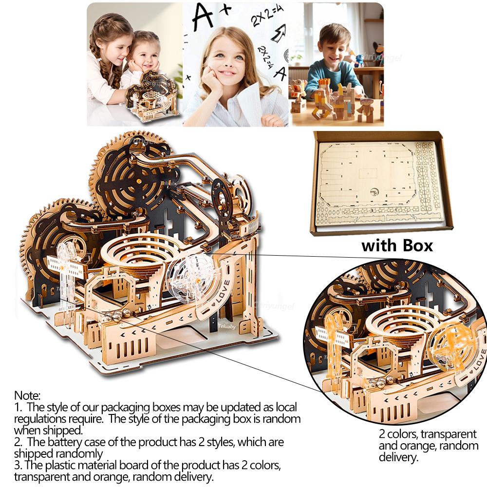DIY Assemble 3D Wooden Puzzle Marble Run Set - Mechanical Model Building Kits for Adult Kids - STEAM Educational Toys and Gifts