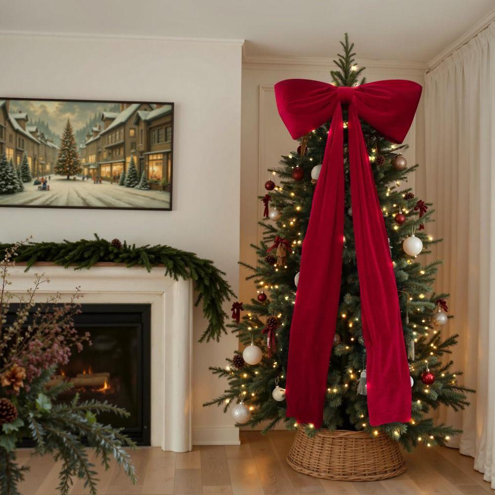 Элегантный Большой Рождественский Бант Бант из Атласной Ленты Украшения Праздничный Домашний Декор для Помещений