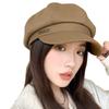 Hats for Women In Autumn and Winter New High End Metal Letter Mark Octagonal Hat Japanese Casual Literary Retro Newspaper Hat