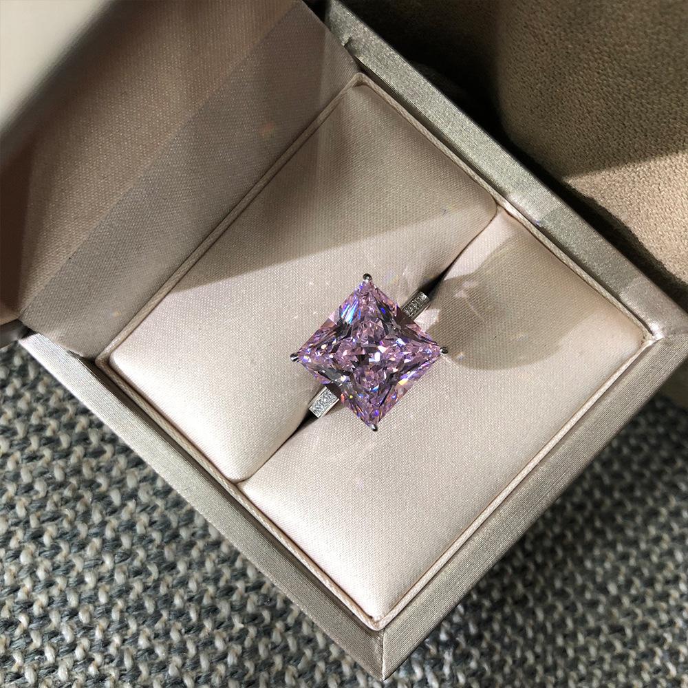 Gica Gema 925 Sterling Silver Yellow Square Ring For Women Fine Temperament High Grade Jewelry Gift