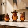 Festive Home Accents 3PCS Western Cowboy Pumpkin Figurine, Retro Man Statues with Hat, Thanksgiving Table Centerpieces Fall Halloween Tabletop