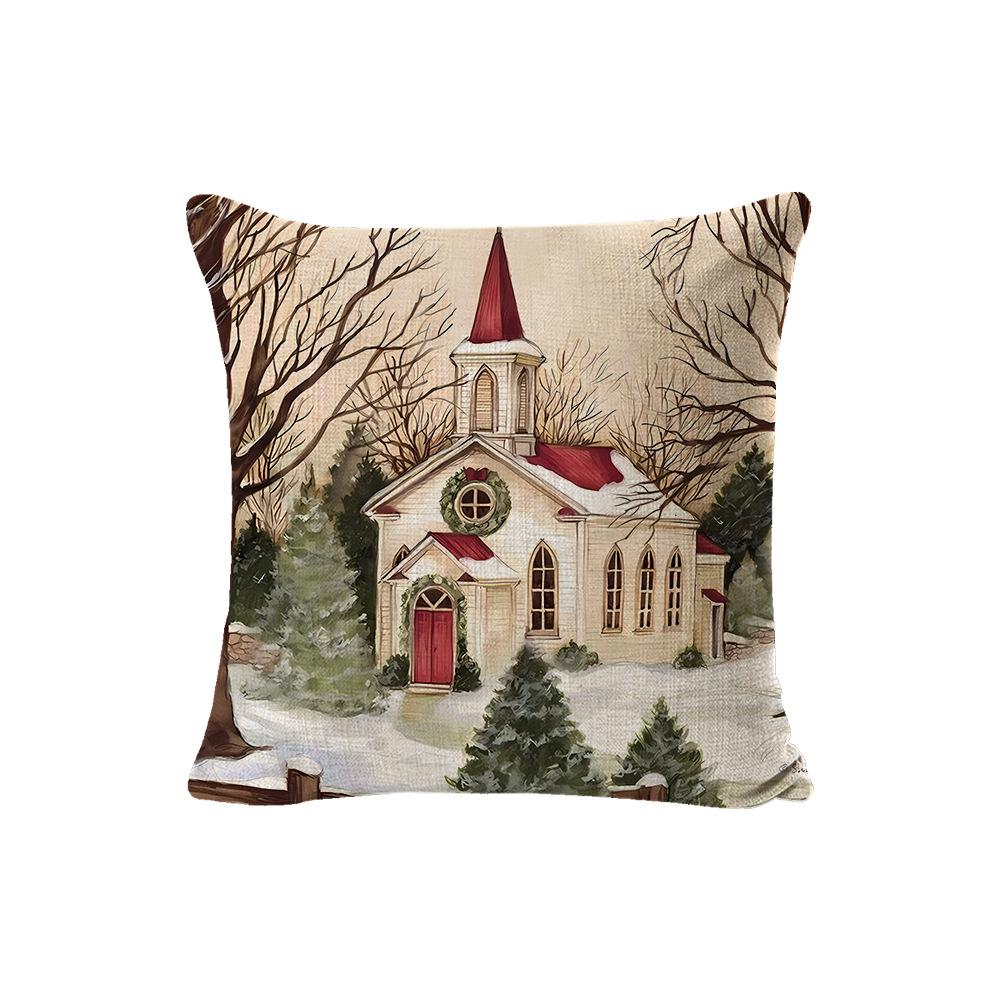 New Christmas Pillowcase Christmas Snowman Living Room Decoration Linen Sofa Cushion Cover Car Waist Pillowcase Cover