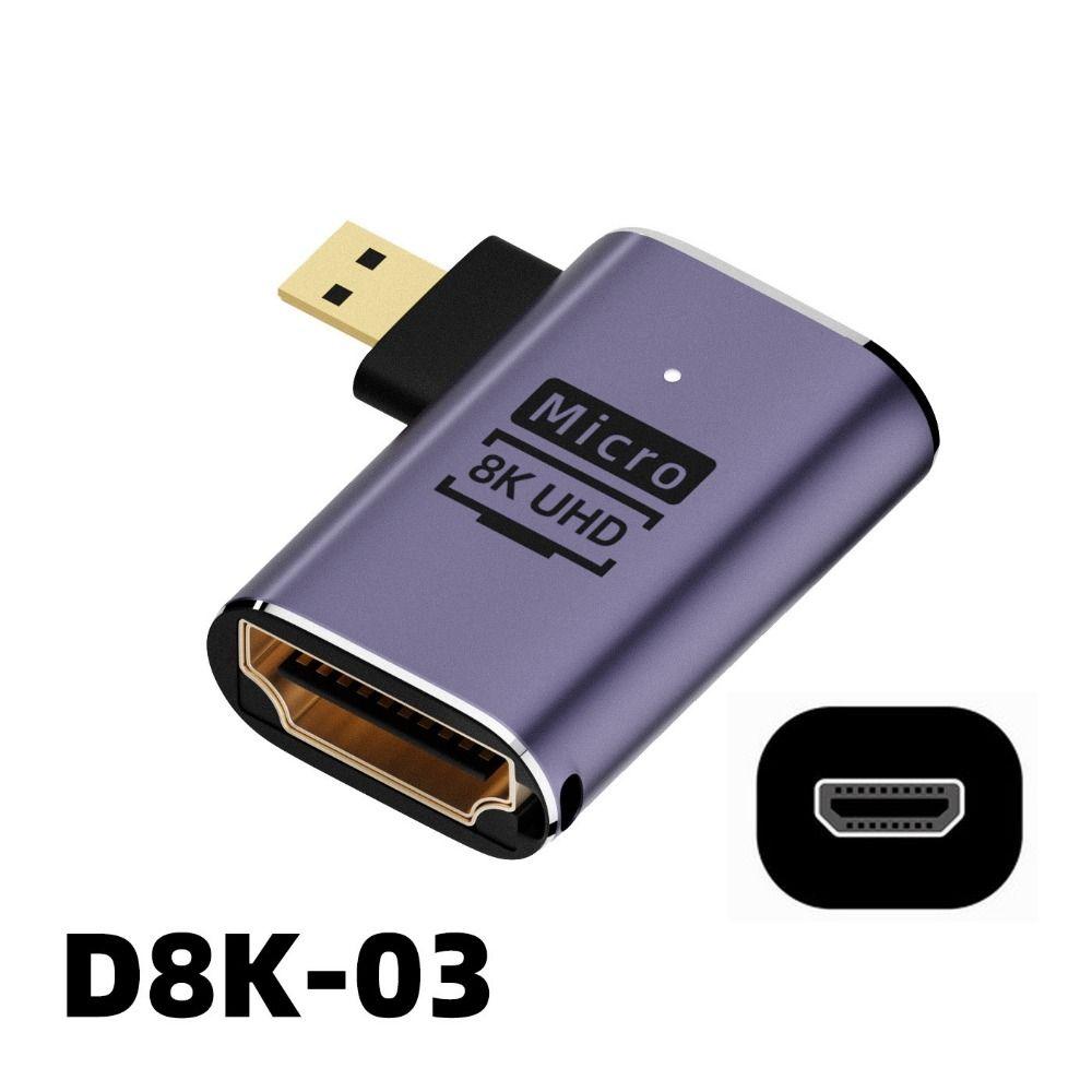 90 градусов Мужской на Женский HD 2.1 Mini / Micro HD в HDMI-совместимый конвертер 8K 60HZ HDTV адаптер