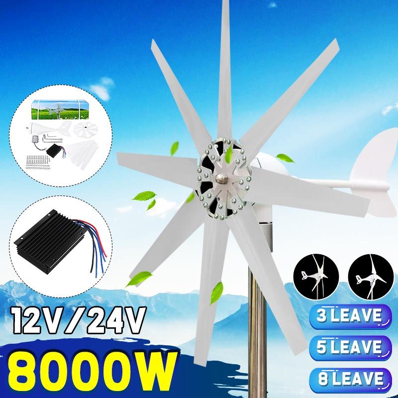 8000W Wind Turbines Generator With Charge Controller 12 / 24V Wind Generator Windmill Energy Turbines Wind Turbine Energy 3/5/8 Pcs