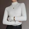 Autumn and Winter Half-high Collar Fleece-lined Base Shirt Women's Inner Slim-fit Solid Color Long-sleeved Base Shirt