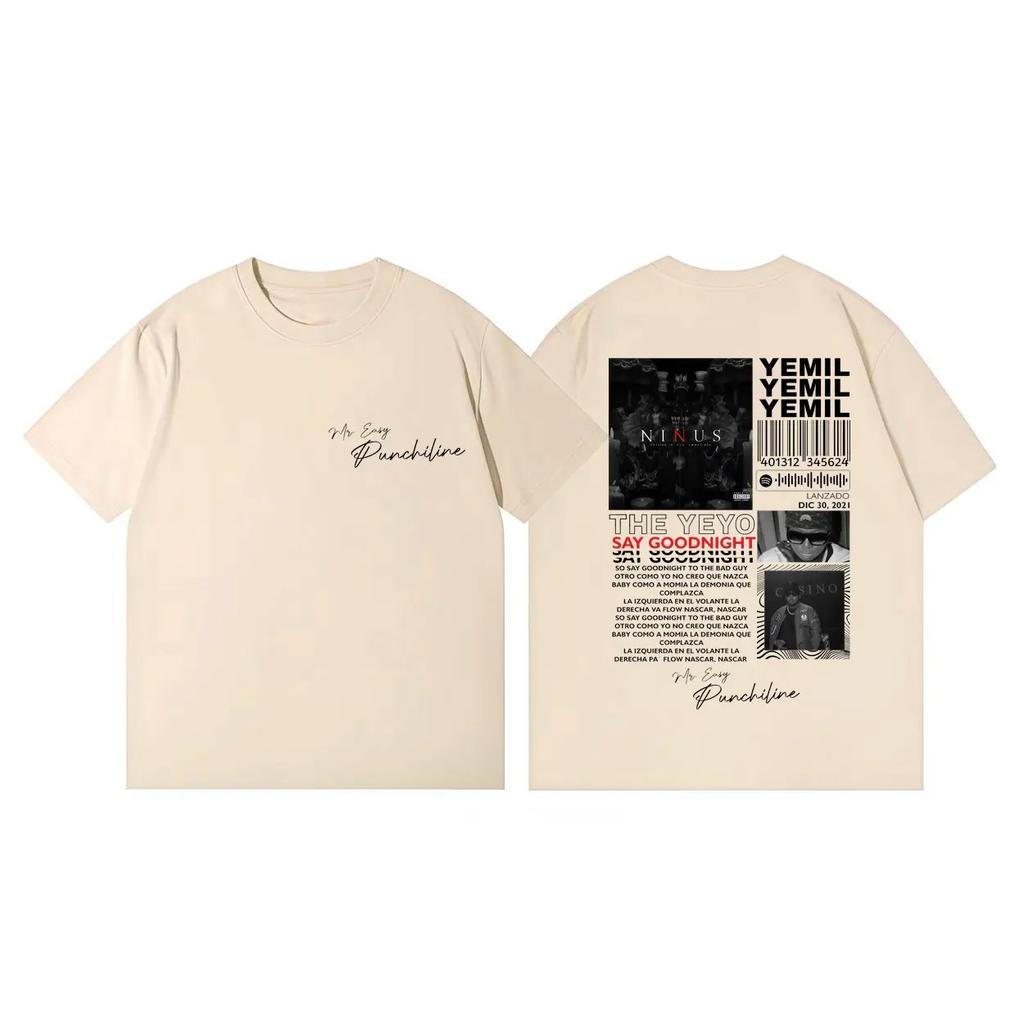 High Quality Cotton Oversized T Shirt Rapper Yemil Album Merch T-shirts Unisex Women Fashion Hip Hop Vintage Short Sleeve T-shirt