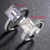 4CT 8*10 мм изумрудные кольца с цирконом/муассанитом для женщин, классическое обручальное кольцо, оригинальное ювелирное изделие из стерлингового серебра 925 пробы, подарок