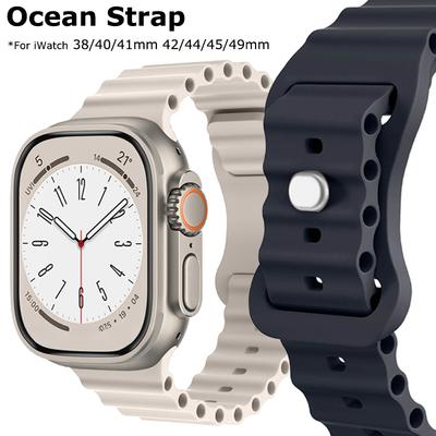 Силиконовый ремешок Ocean для Apple Watch Ultra 3 2 49 мм 6 SE 38 40 44 мм Спортивный браслет для iWatch Series 11 10 9 8 7 46 мм 45 41 Ремешок