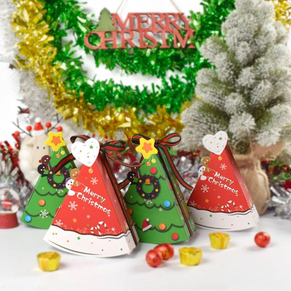 10pcs Thicked Christmas Gift Candy Boxes Cute Storage Box Xmas Eve Packaging Bag Birthday