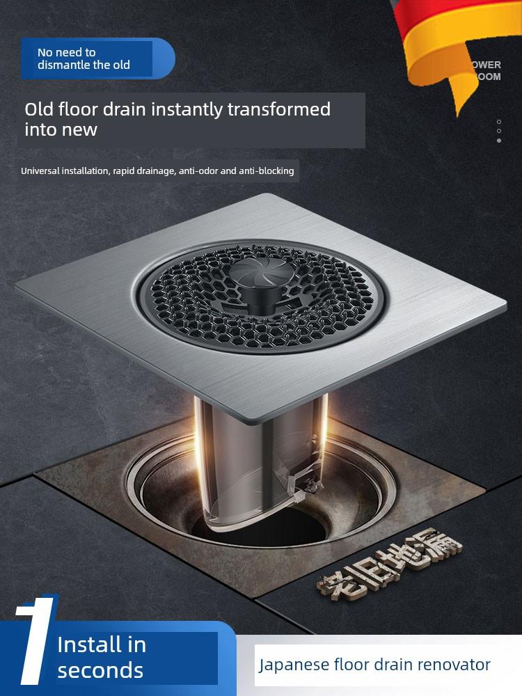 Universal Bathroom Drain Hair Filter Net, Stainless Steel Anti-Odor Device with Closed Cover to Prevent Odor Return