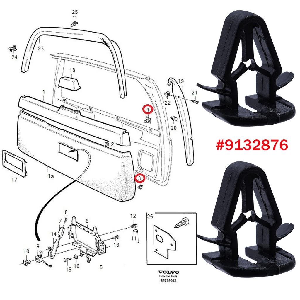 boot Interior Tailgate Lining Clips Retainer Interior Pillar Trim Moulding Fastener 9132876 For Volvo 850 S40 V40 V50 V70 XC70